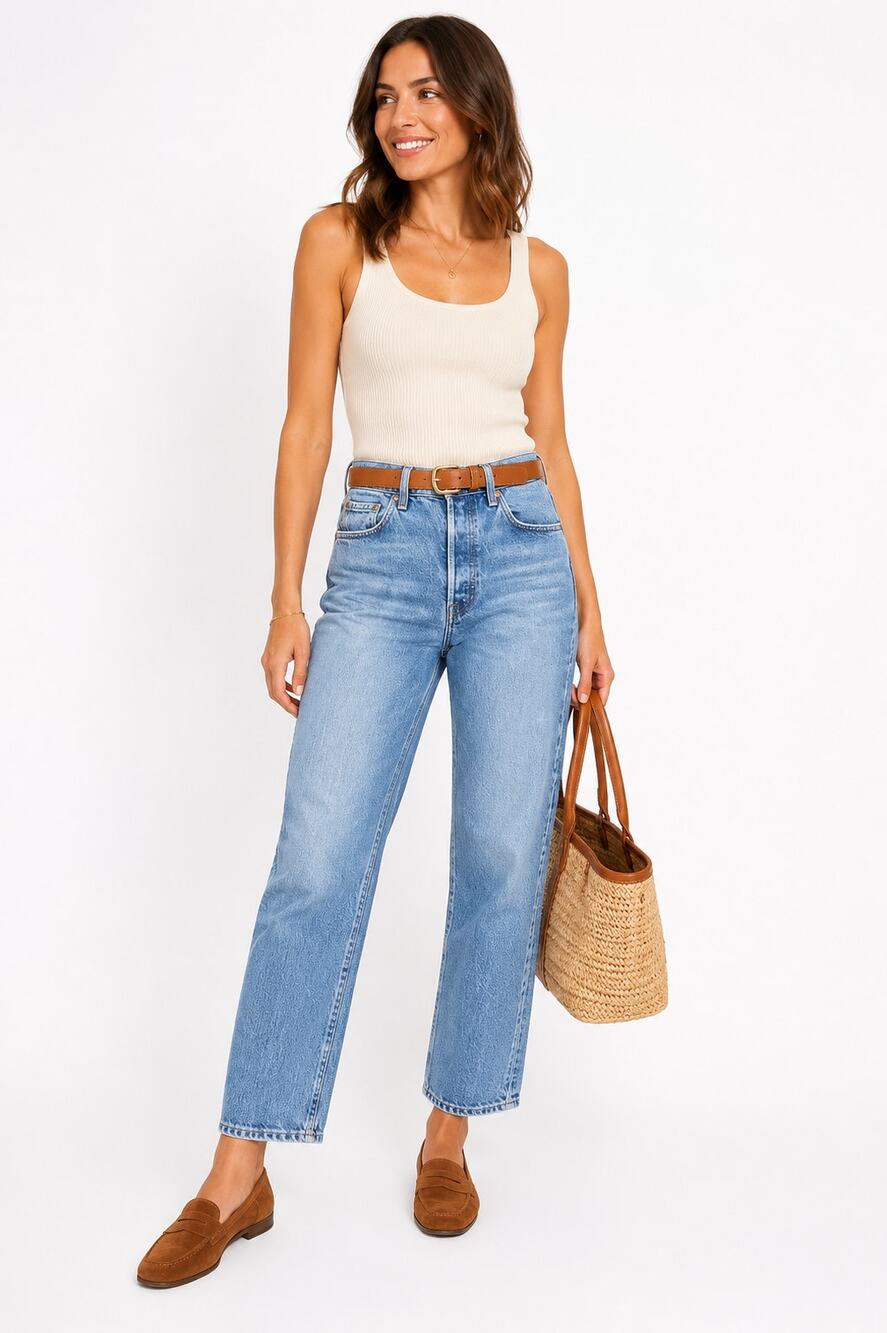 Levi's Ribcage Straight Jeans 26 High Rise Button Fly Light Wash Ankle Denim